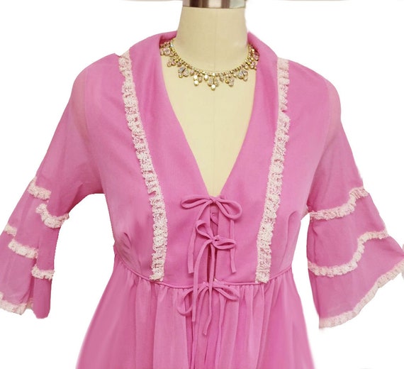 Vintage Lace Peignoir Nightgown Set Summer Orchid - image 3