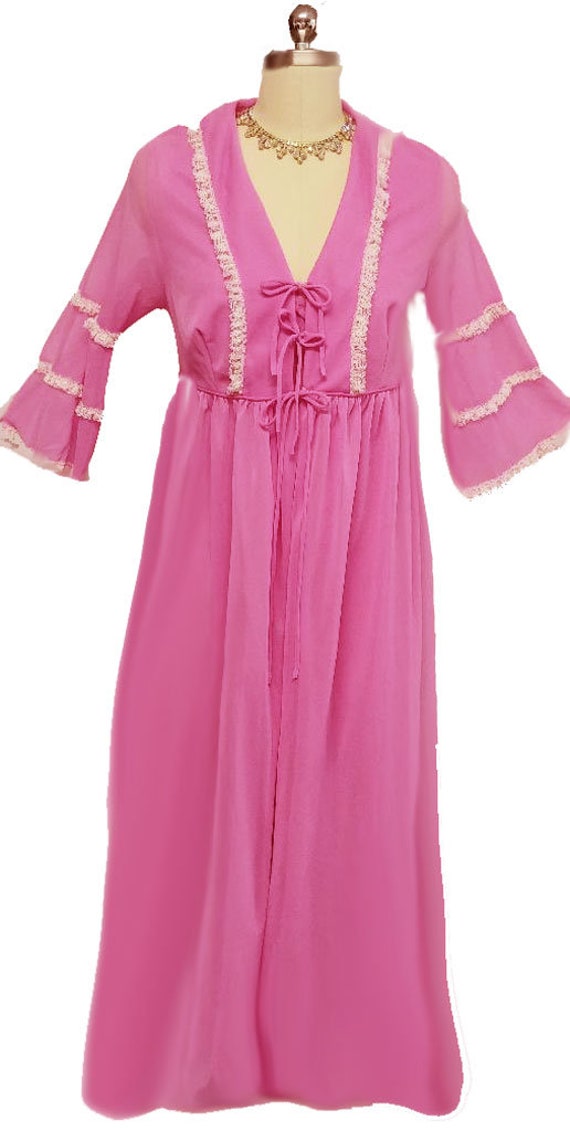 Vintage Lace Peignoir Nightgown Set Summer Orchid - image 2