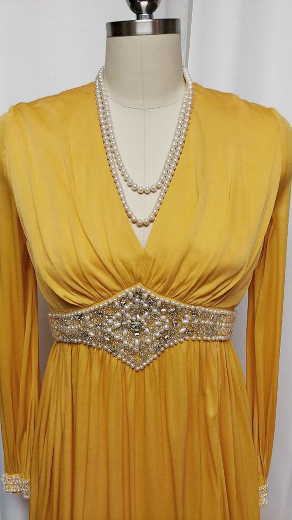 Glamorous Vintage Grand Sweep Evening Gown Rhines… - image 4