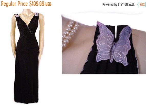 Vintage Laros Nightgown Rayon Butterfly Extra Long