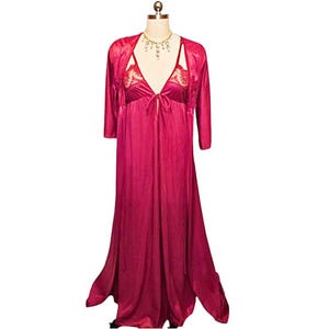 Vintage Texsheen Lace Peignoir and Nightgown Set in a Shade of Autumn Leaves