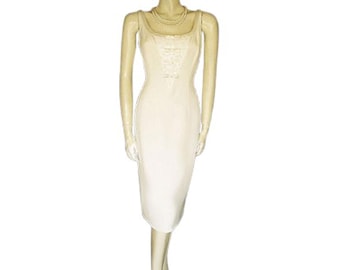 Vintage Escada Couture Silk Satin Dress: Ivory Lace Wedding Gown