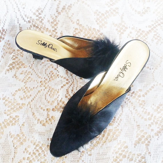 Glamorous Vintage Solely Ours Black Satin Marabou