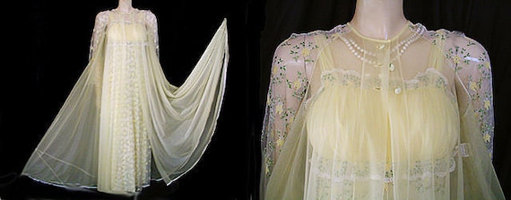 Vintage Rare Merle Norman Peignoir Nightgown Set … - image 1