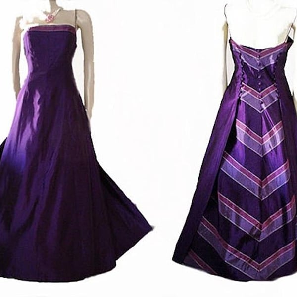 Vintage Victor Costa Evening Gown: Mulberry Purple Taffeta Ball Gown