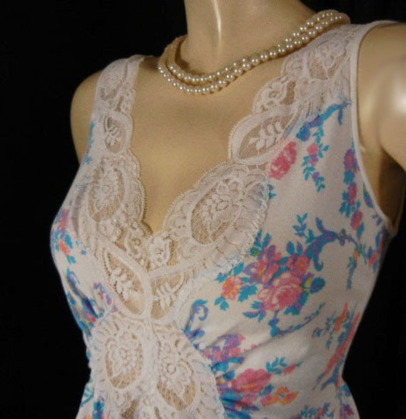 Vintage Rare Floral Cotton Olga Nightgown Spandex… - image 6