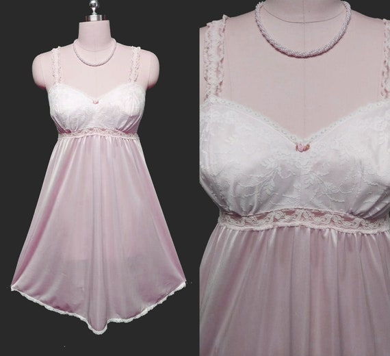 Vintage 1960s Olga Sleeping Pretty Nightgown, Pink W Ivory Bodice, Built in  Soft Bra, Small, 32, Behind Every Olga There Really is an Olga 