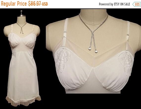 CLEARANCE SALE Vintage Slip Embroidered Roses Appl