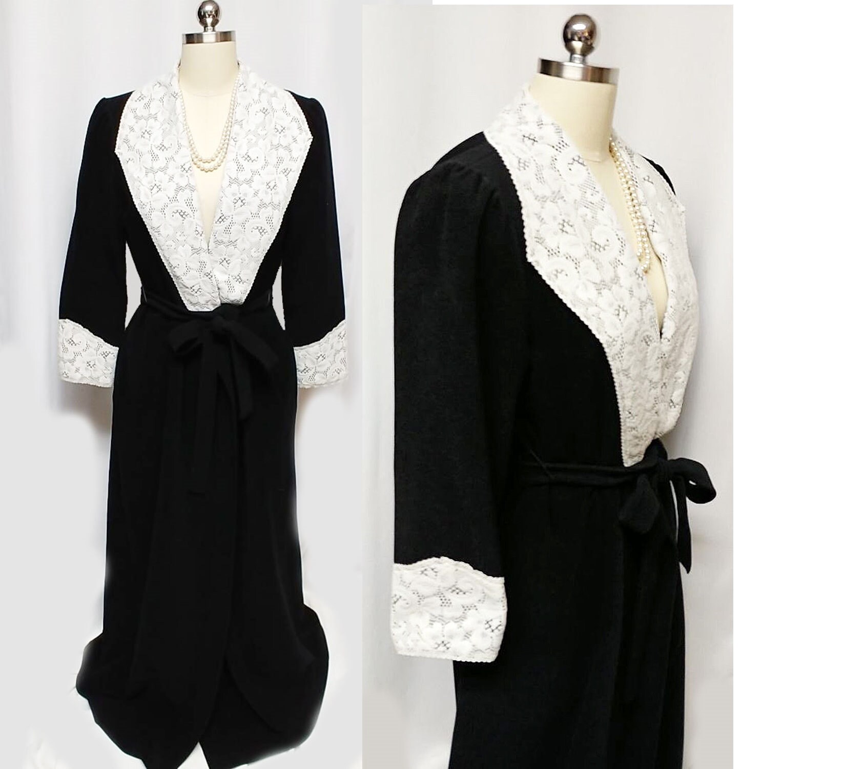 Vintage Vanity Fair Victorian Look Black Velour Robe Dressing - Etsy