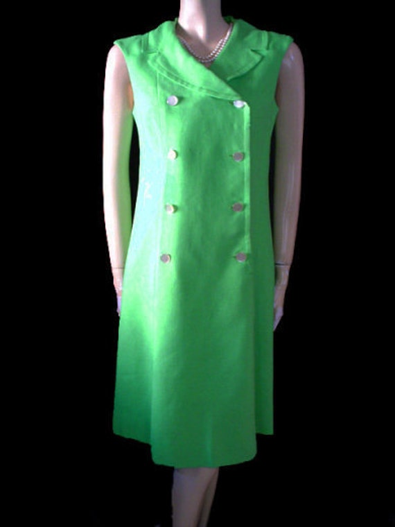 Vintage I Magnin Dress Lime Luscious Linen Prince… - image 2