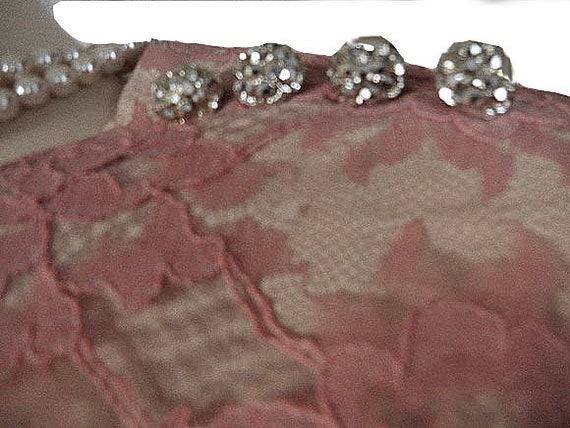 Vintage 50s Carol Craig Pink Lace Metal Zipper Co… - image 5