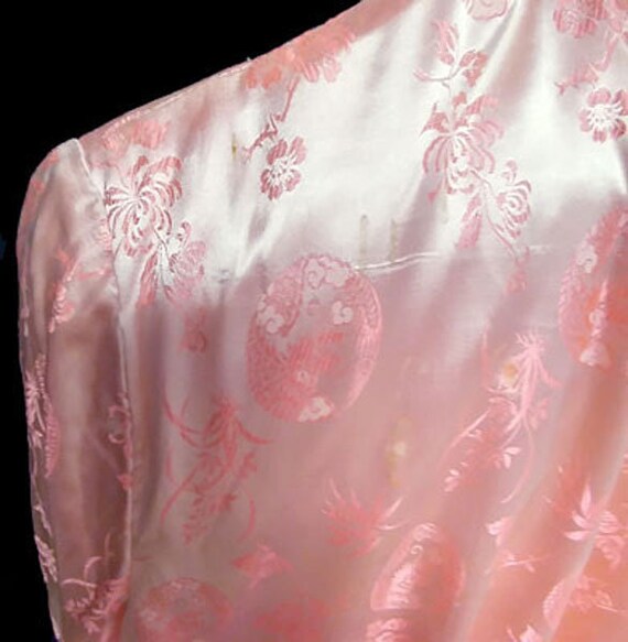 Vintage Oriental Asian Pink Satin Quilted Robe vi… - image 7
