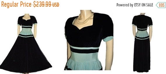 End of Summer Sale Vintage 1930s 1940s Black velve