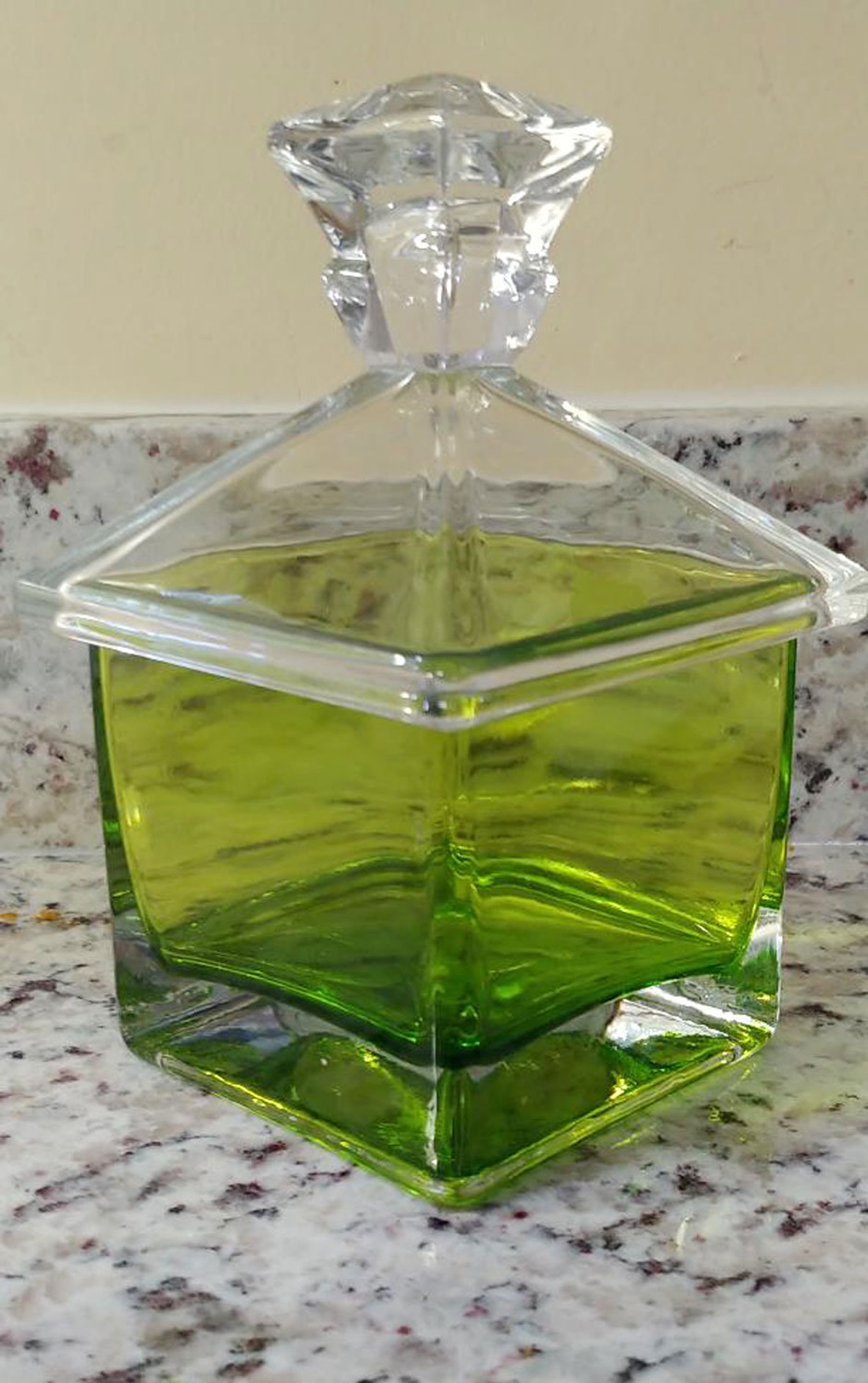 Vintage Very Heavy Thick Glass Decorative Container w Lid In Etsy