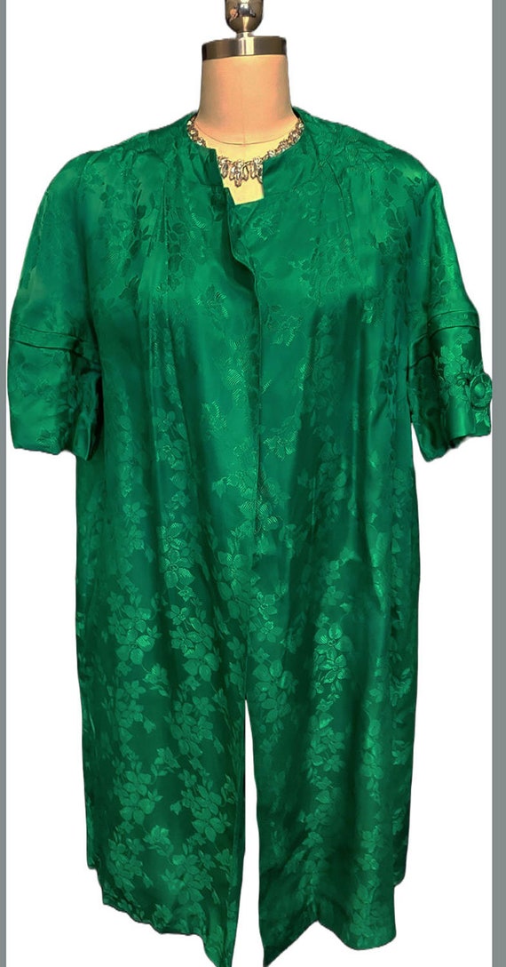 Monochrome Jacquard Down Coat in Vintage Emerald main image 0