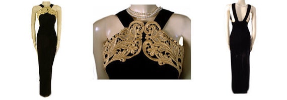 Vintage 80s Scott McClintock Gold Metallic Lace Ha
