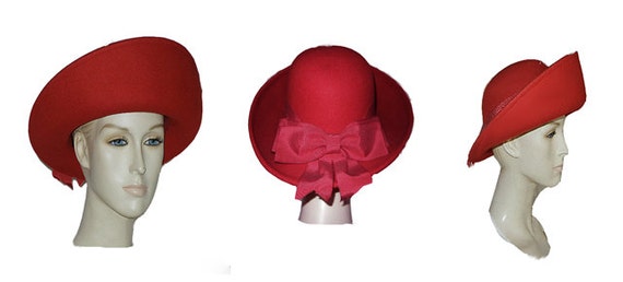 Vintage 80s Sonni of San Francisco Hat Red Scarlet