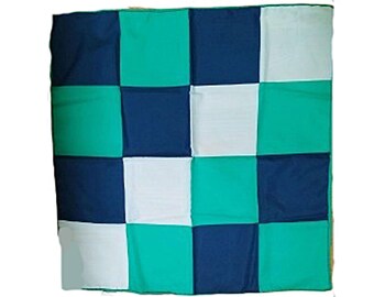 Vintage Wistel T Emerald, Navy and White Scarf Made Italy designer Italian scarf