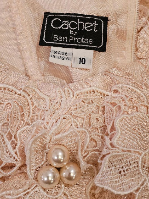 Vintage Cachet for Bari Protas Peachy Pink Lace D… - image 7