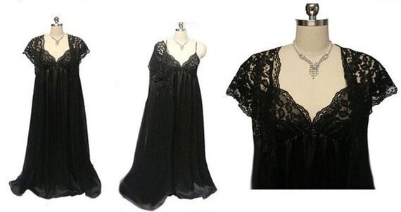 Vintage Donna Richard Lace & Satin Peignoir and N