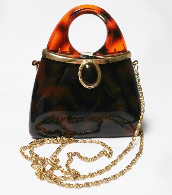 Vintage Cute Faux Tortoise Shell Evening Bag with