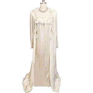 Vintage 70s Tom Bezduda for Barad Lacy Peignoir and Nightgown Set lace peignoir