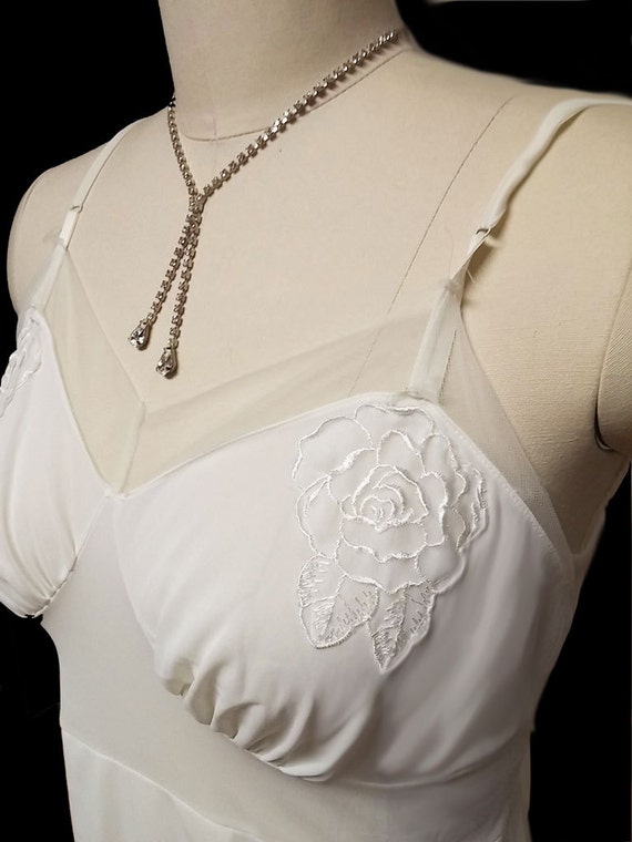 Vintage Slip Embroidered Roses Appliques Bridal s… - image 3