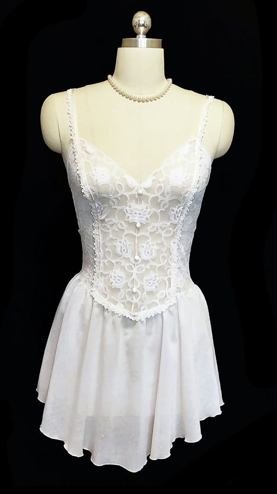 Rare Vintage Olga Spandex Lace Babydoll Nightgown… - image 2
