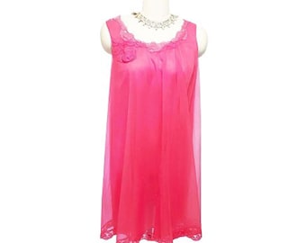 Vintage Vanity Fair Nylon Nightgown: Ripe Raspberry Lace, XS