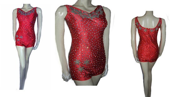 Vintage Sparkling Rhinestone Encrusted Swimsuit Sc