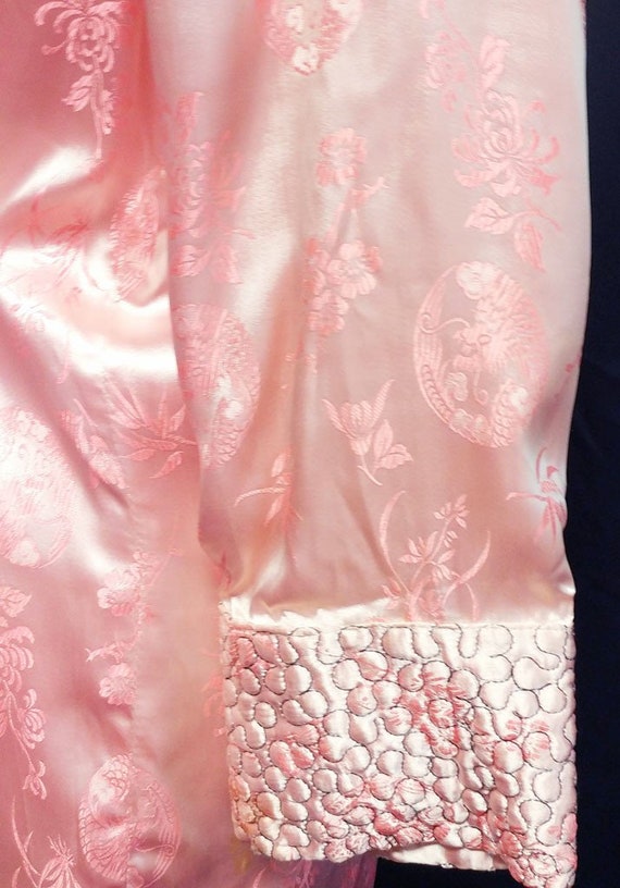 Vintage Oriental Asian Pink Satin Quilted Robe vi… - image 6