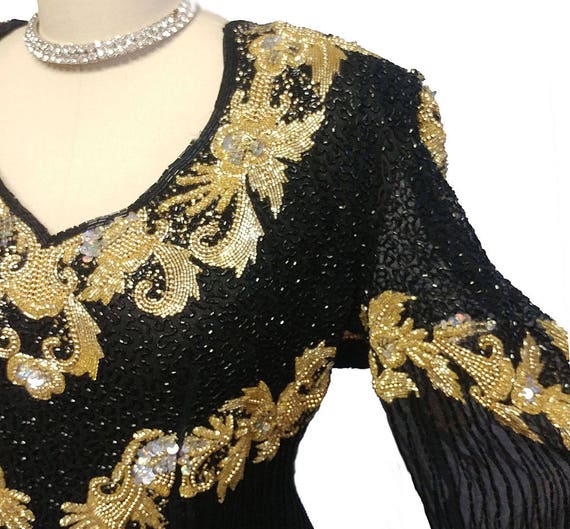 Spectacular Vintage Black & Gold Sparkling Sequin… - image 6
