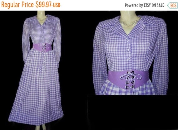CLEARANCE SALE Vintage Purple & White Checked Lace