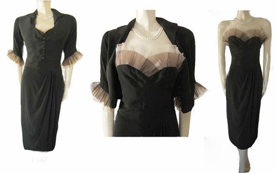 Vintage 50s Sweetheart Neckline Metal Zipper Cockt