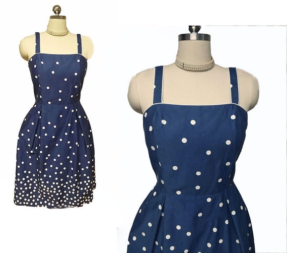 Vintage R and K Originals Navy and White Dot Sun … - image 1