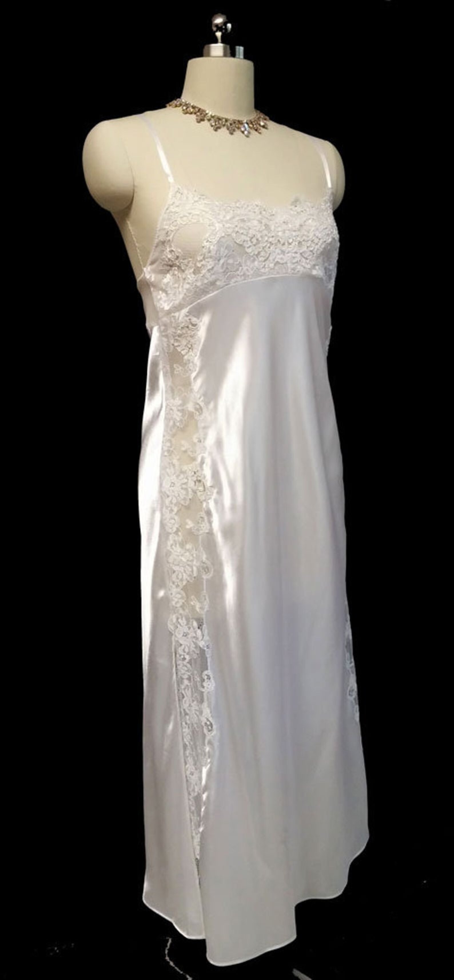 Vintage Victorias Secret Collection Bridal Satin Nightgown Vintage Lace