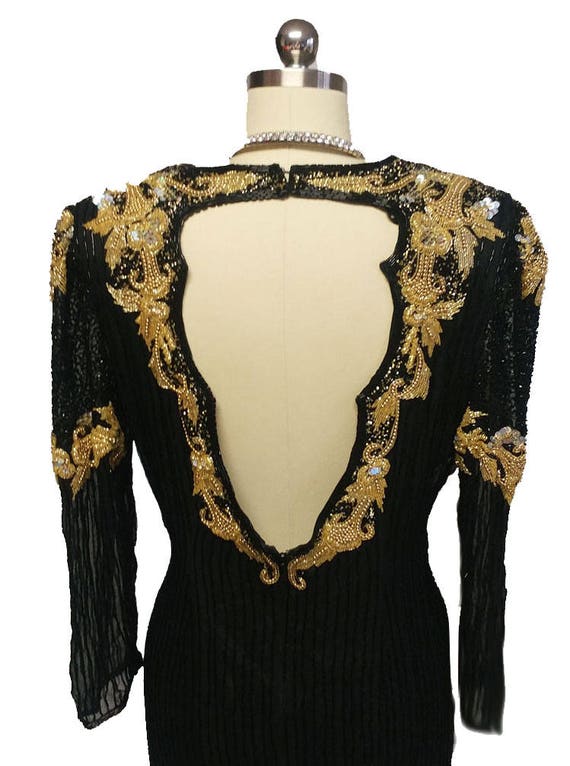 Spectacular Vintage Black & Gold Sparkling Sequin… - image 7