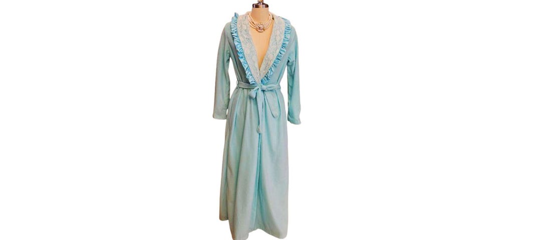 Kingly Wool Robe Vintage 1960s Aqua Robe: Kingly Lace Trim Lounge Glamour - Etsy