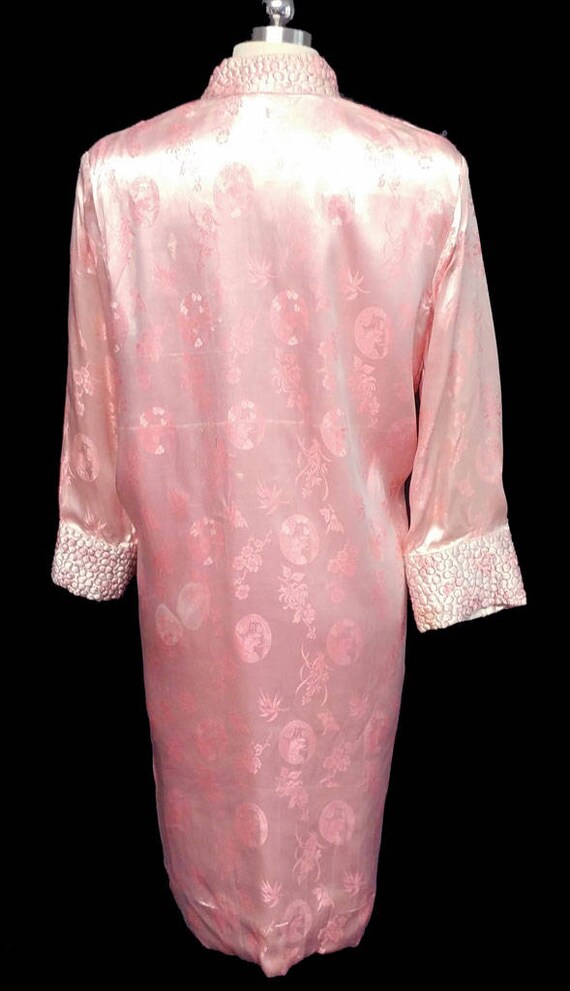 Vintage Oriental Asian Pink Satin Quilted Robe vi… - image 4