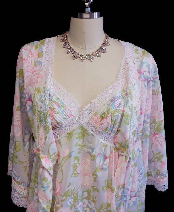 Vintage Komar Summer Pink Green Floral Lace Peign… - image 5