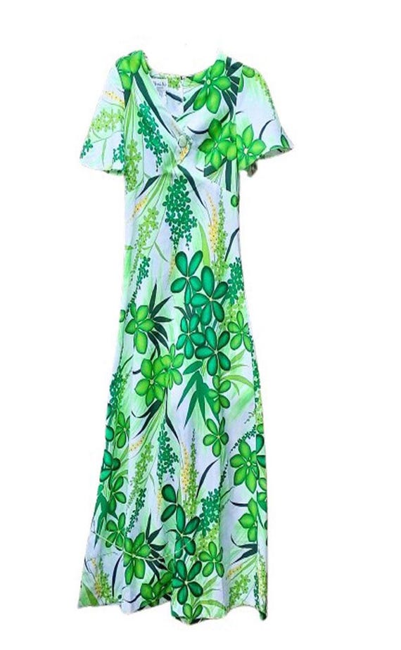 Vintage Hawaii Nei Honolulu Lime Fresh Green Buttercup Yellow Long dress summer lounging dress designer dress Green dress Hawaii Vintage Hawaii Nei Honolulu Lime Fresh Green Buttercup Yellow Long dress summer lounging dress designer dress Green dress Hawaii
