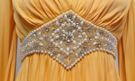 Glamorous Vintage Grand Sweep Evening Gown Rhines… - image 5