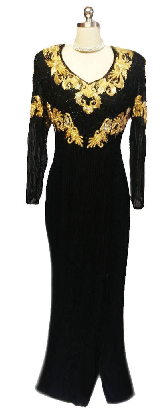 Spectacular Vintage Black & Gold Sparkling Sequin… - image 2