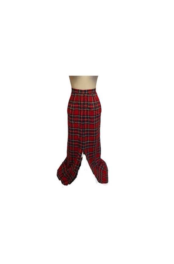 Vintage Red Plaid Long Hostess Skirt - Perfect for