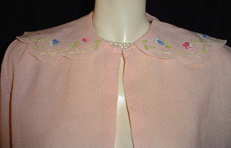 Vintage Saks Fifth Avenue Embroidered Sparkling Rhinestone Sweater Bed Jacket designer bed jacket pink rhinestone bed jacket
