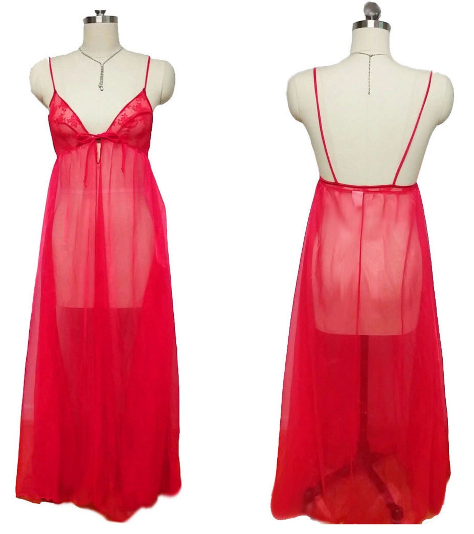 Vintage Sheer Fredericks of Hollywood Sheer Nightgown in Lipstick Red ...