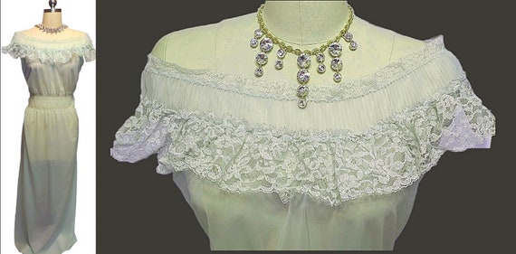 Vintage 1950s / 1960s Edwards Lingerie Lace Mint … - image 1