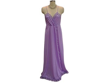 Donna Richard Amethyst Purple Lace Nightgown - 70s 80s Gilligan O'Malley Petite Small Maybe Medium