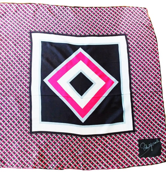 Vintage Elsa Schiaparelli Silk Scarf Hot Pink Ster