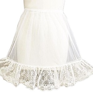 Vintage Peaches &#39;N Cream Half Slip: White Nylon with Ecru Lace